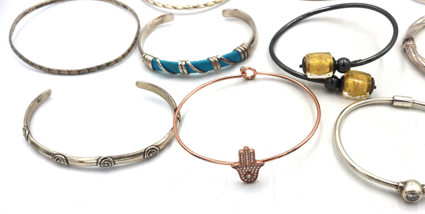 Big group lot of vintage 925 sterling silver bangles