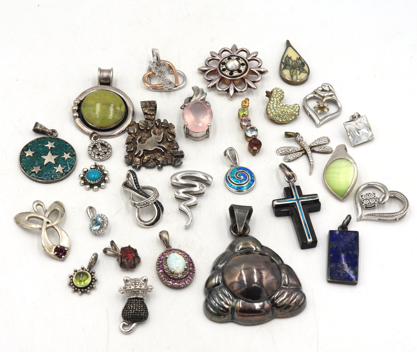 Group lot of vintage 925 sterling silver pendants