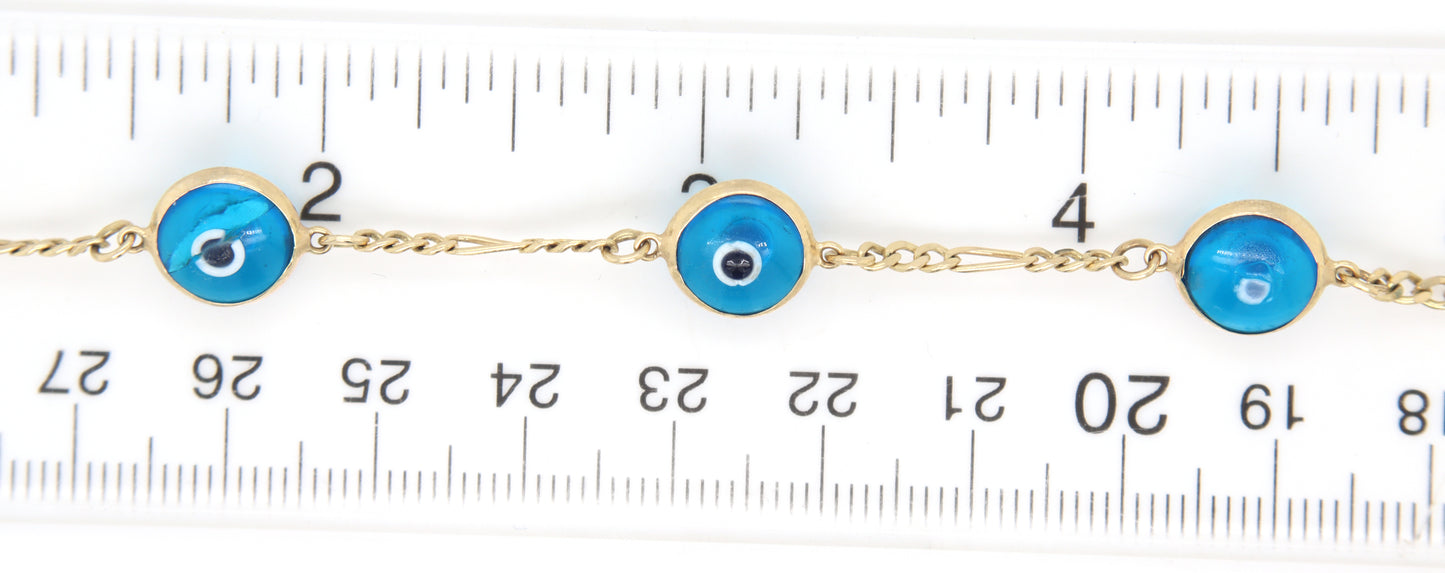 14kt Yellow gold Guardian eye link evil eye round bolo bracelet