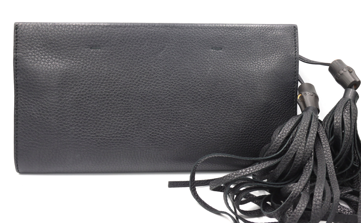 Gucci black leather clutch with Tassel