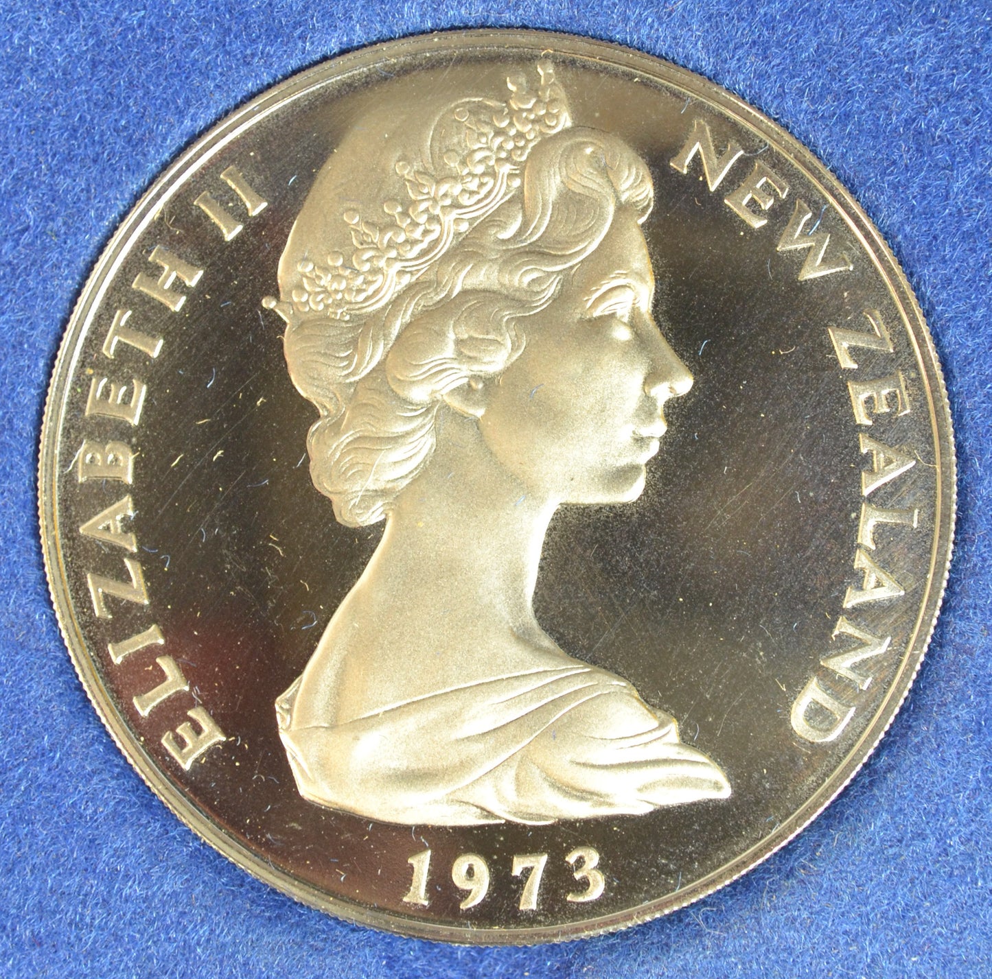 1973 New Zealand One Dollar Proof Coin Brilliant Mirror Finish Original Presentation Case