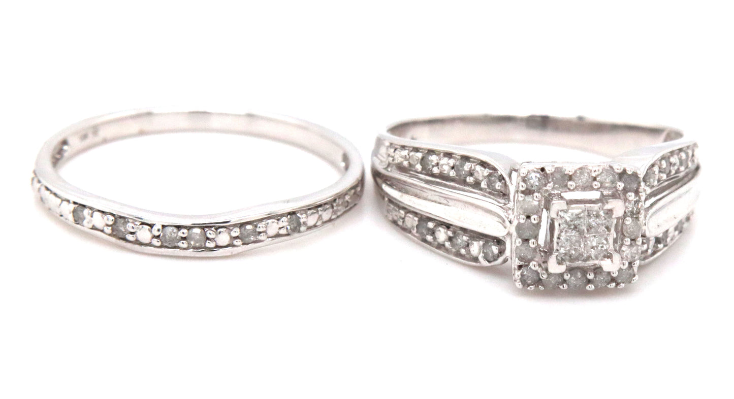10kt White gold princess cut diamond engagement ring