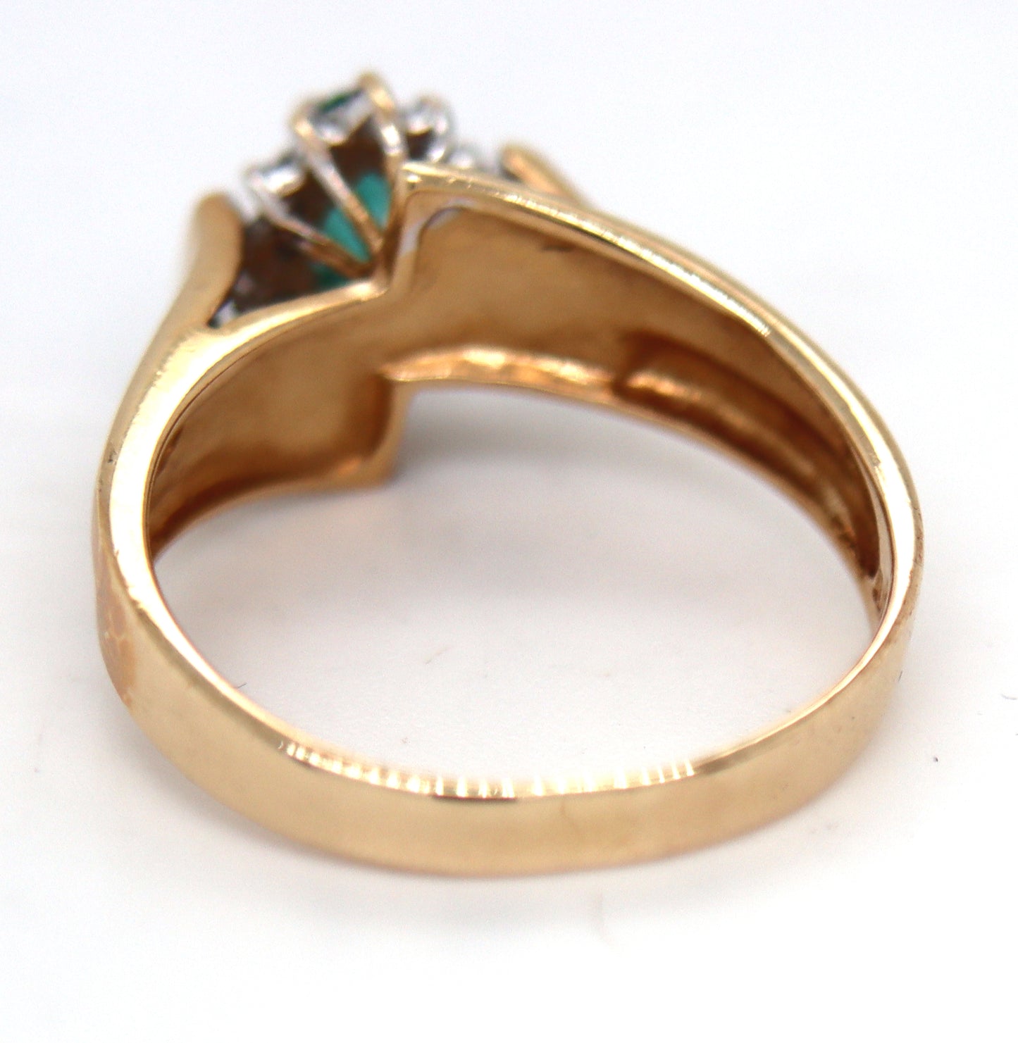 10kt Yellow gold emerald and diamond ring