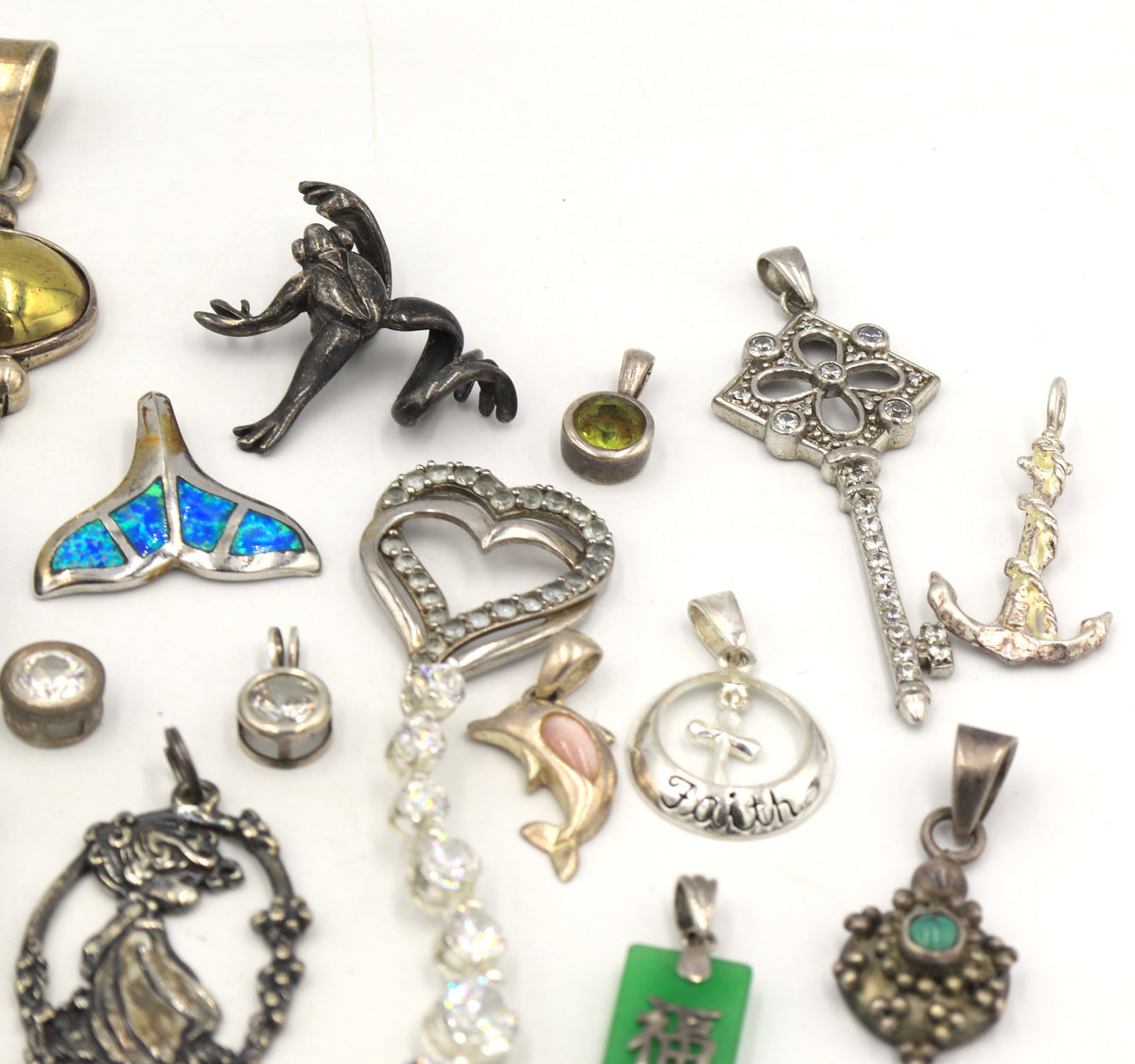 Vintage group lot of 925 sterling silver pendants and charms