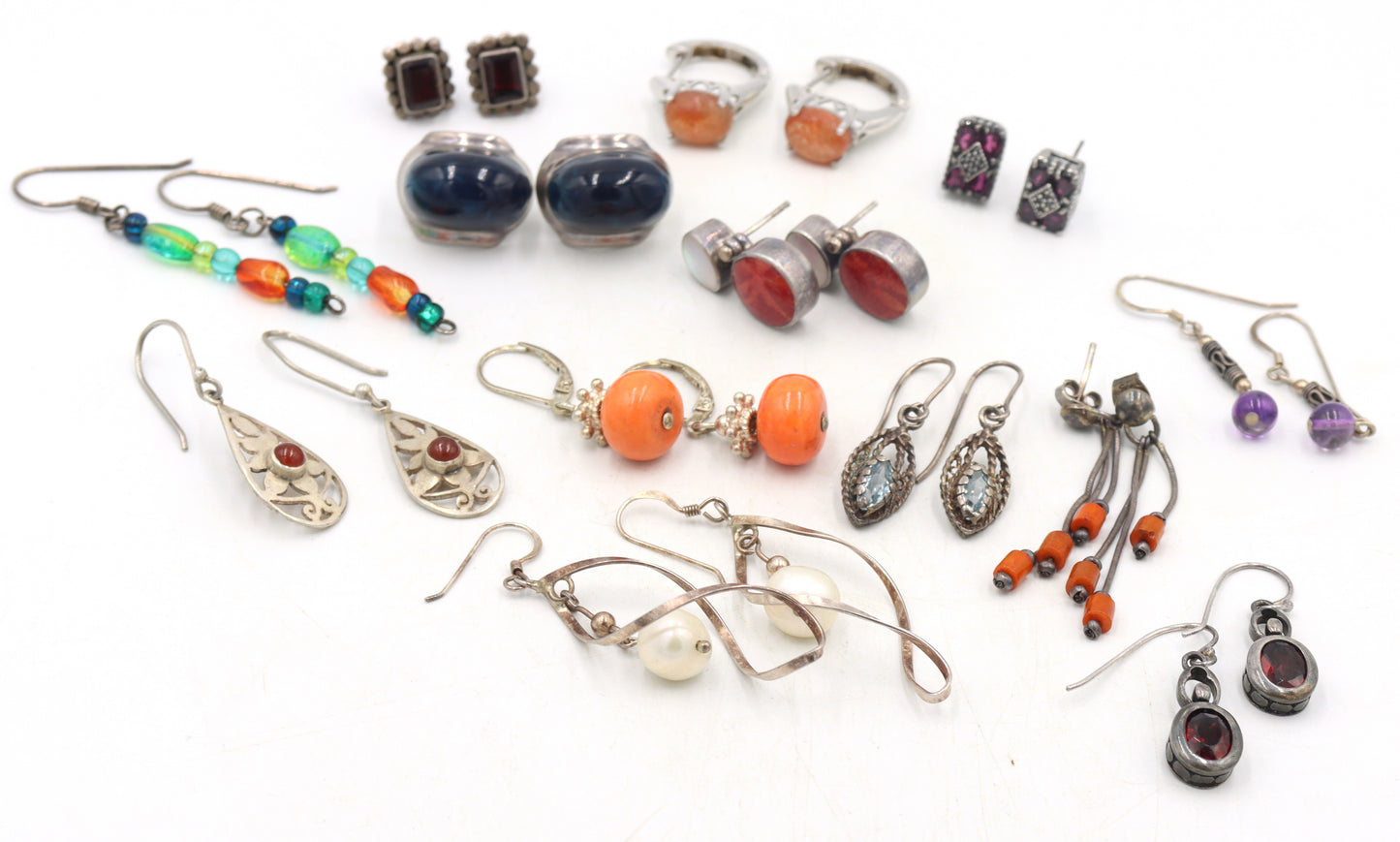 Vintage 925 sterling silver group lot of earrings
