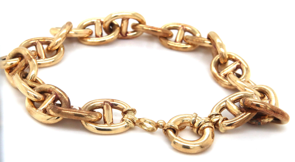 Italian 14kt Yellow gold Mariner link chain bracelet
