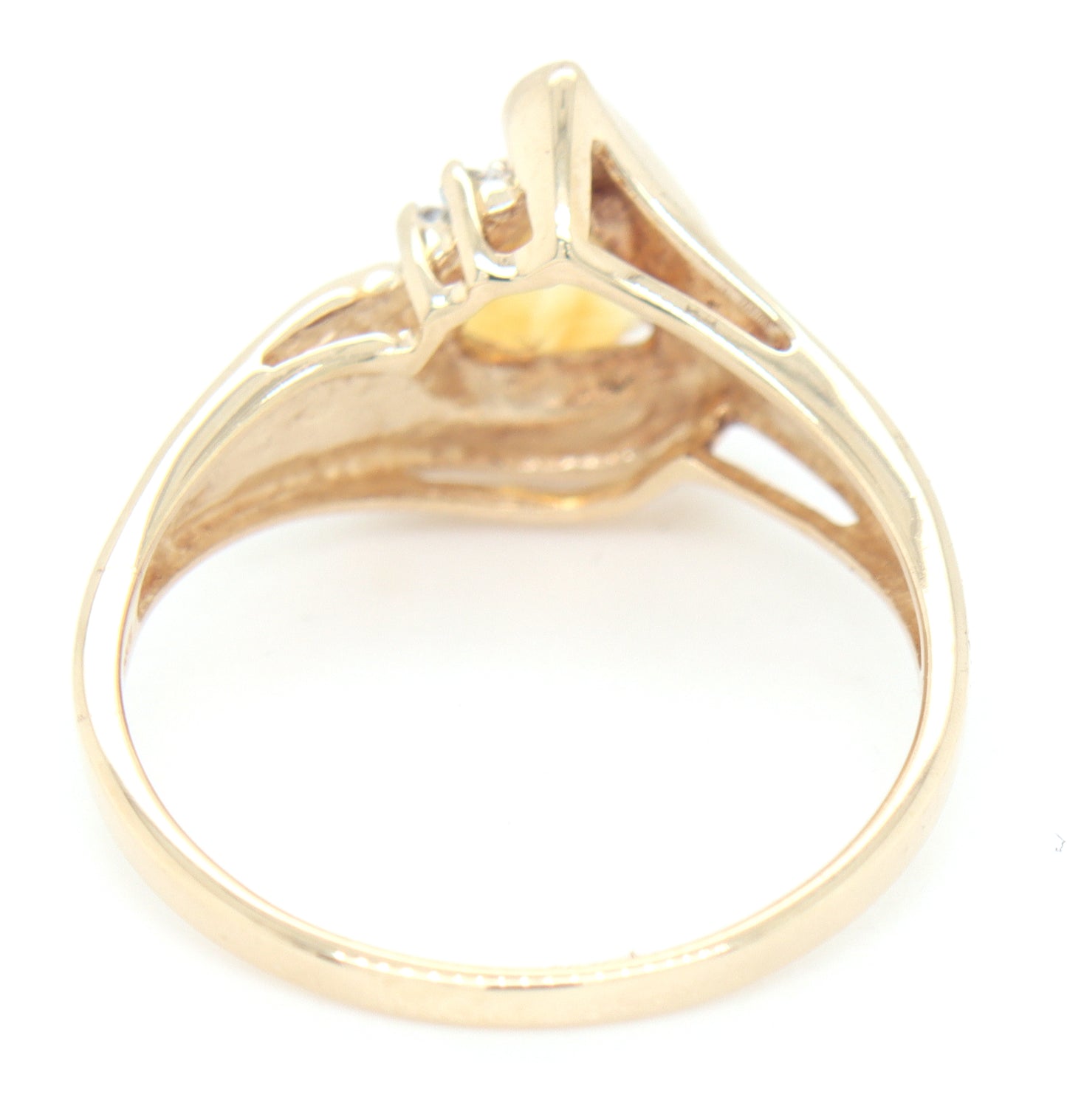 10kt Yellow gold Triangle citrine and diamond accent wrap ring
