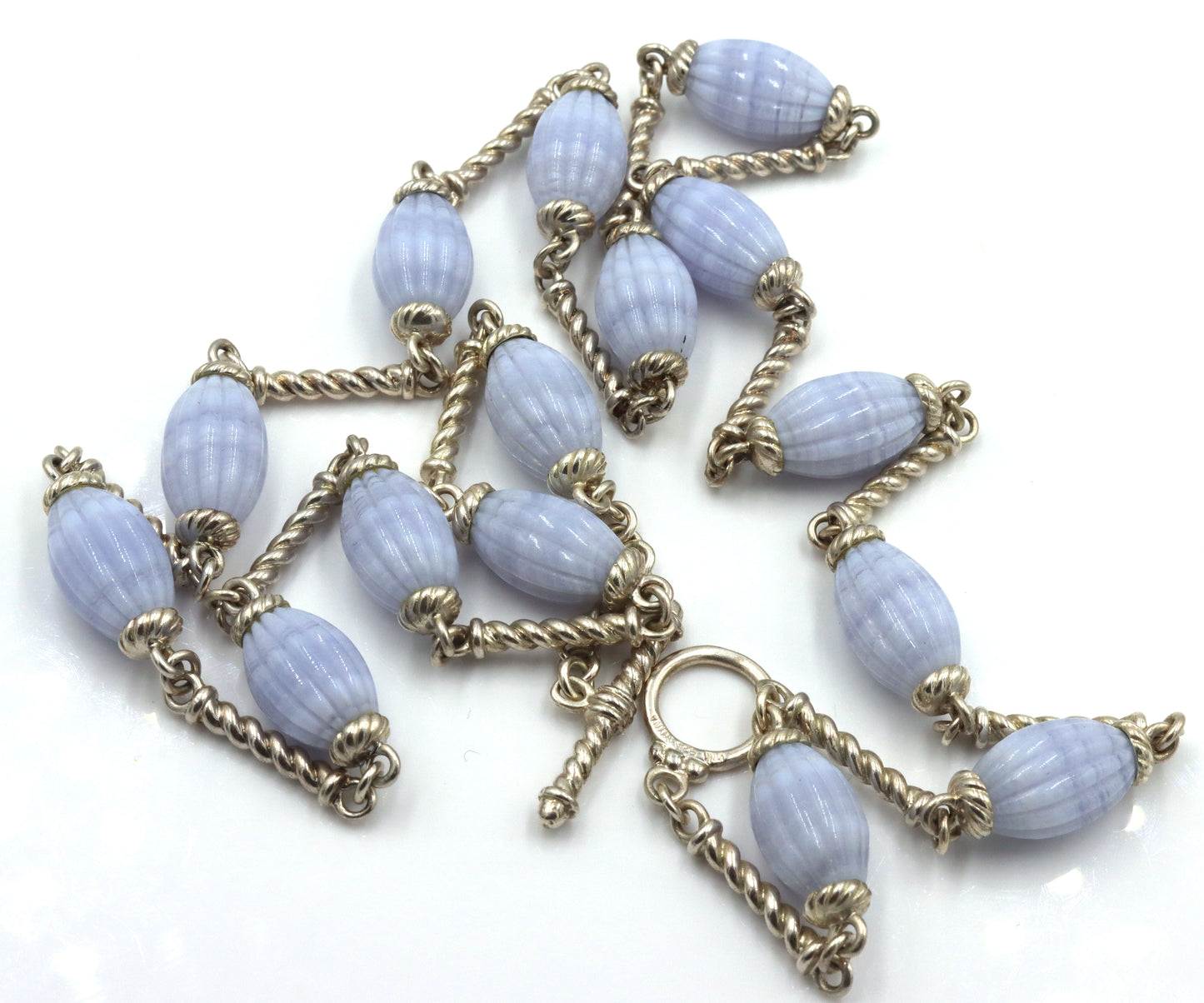 925 Stereling Silver Whitney Kelly Blue Lace Agate Necklace
