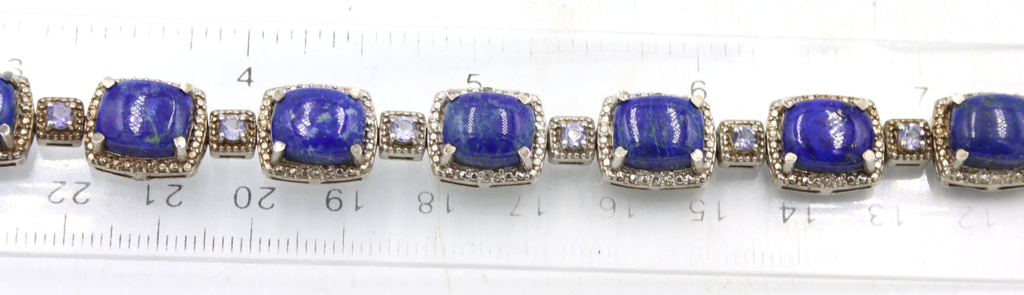 Lot of 2 Vintage 925 sterling silver lapis bracelets