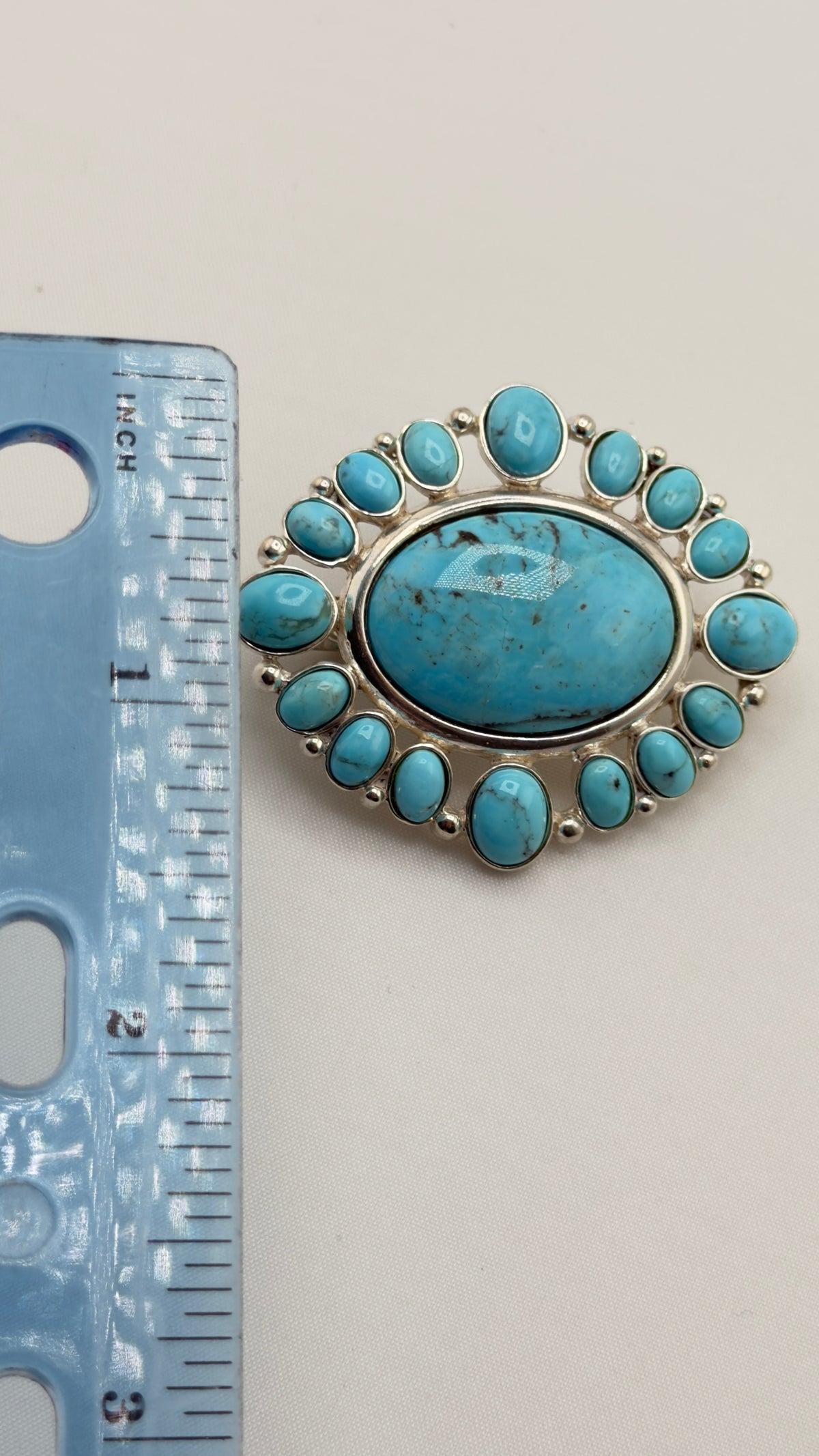 925 Sterling Silver Navajo Large Turquoise Enhancer with Large Closure