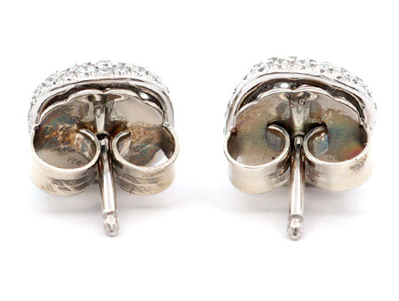 David Yurman 1.35ctw Pave Diamond Cushion Stud Earrings in 18K W/Box