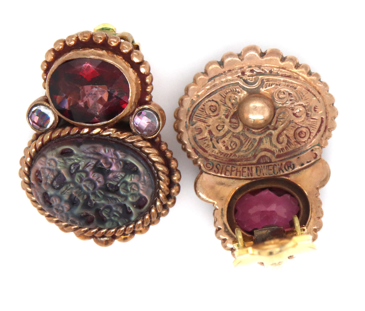 Stephen Dweck multi gemstone clip on earrings