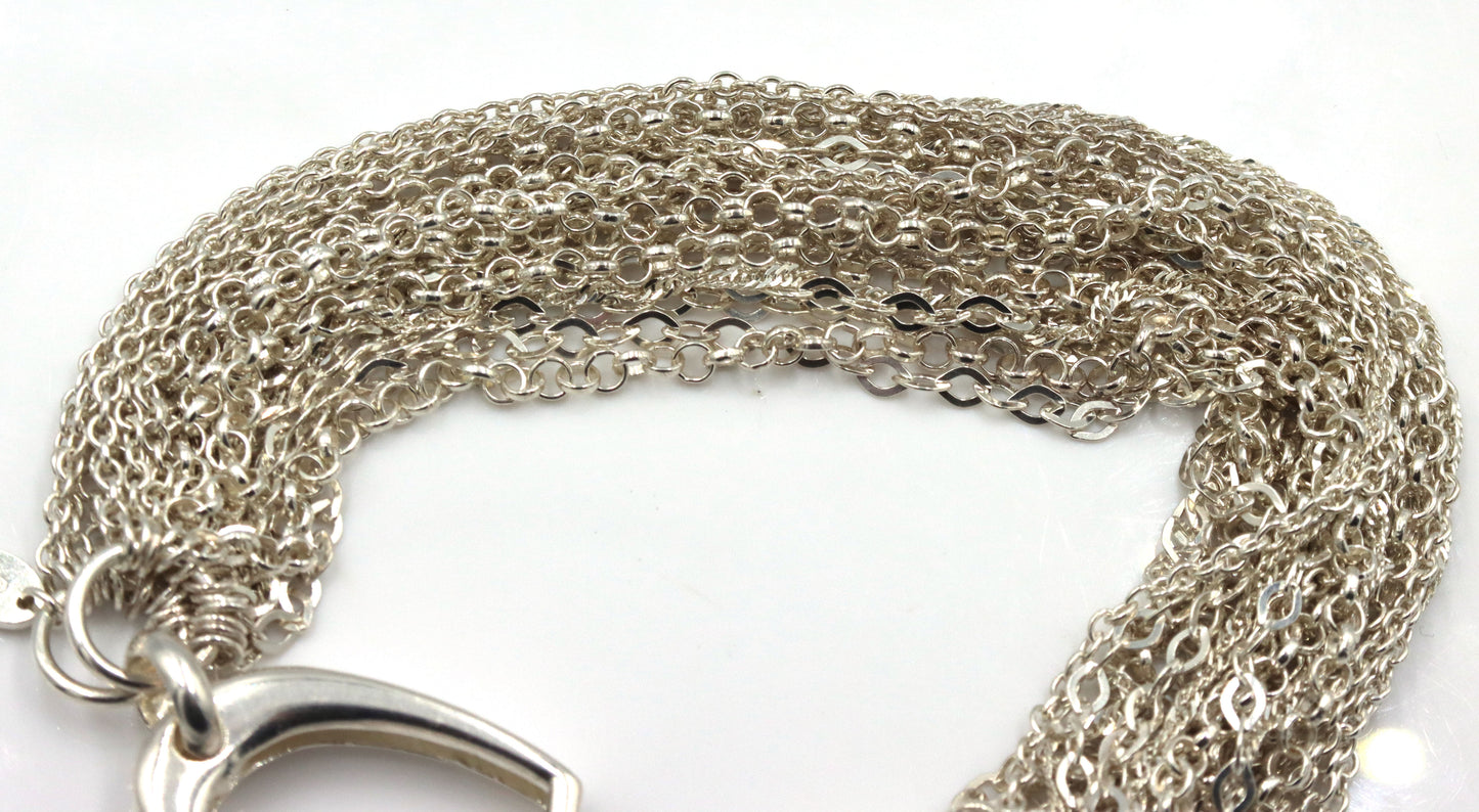 925 Sterling silver multi strand bracelet with heart shaped clasp