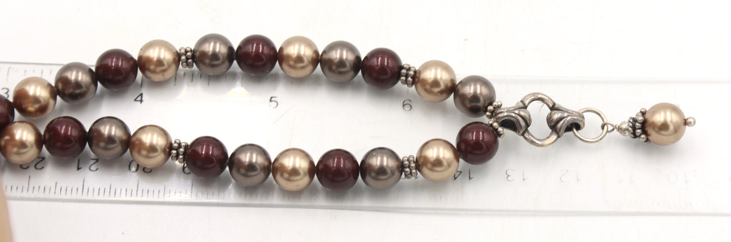Vintage 925 sterling silver pearl and silver beaded necklace