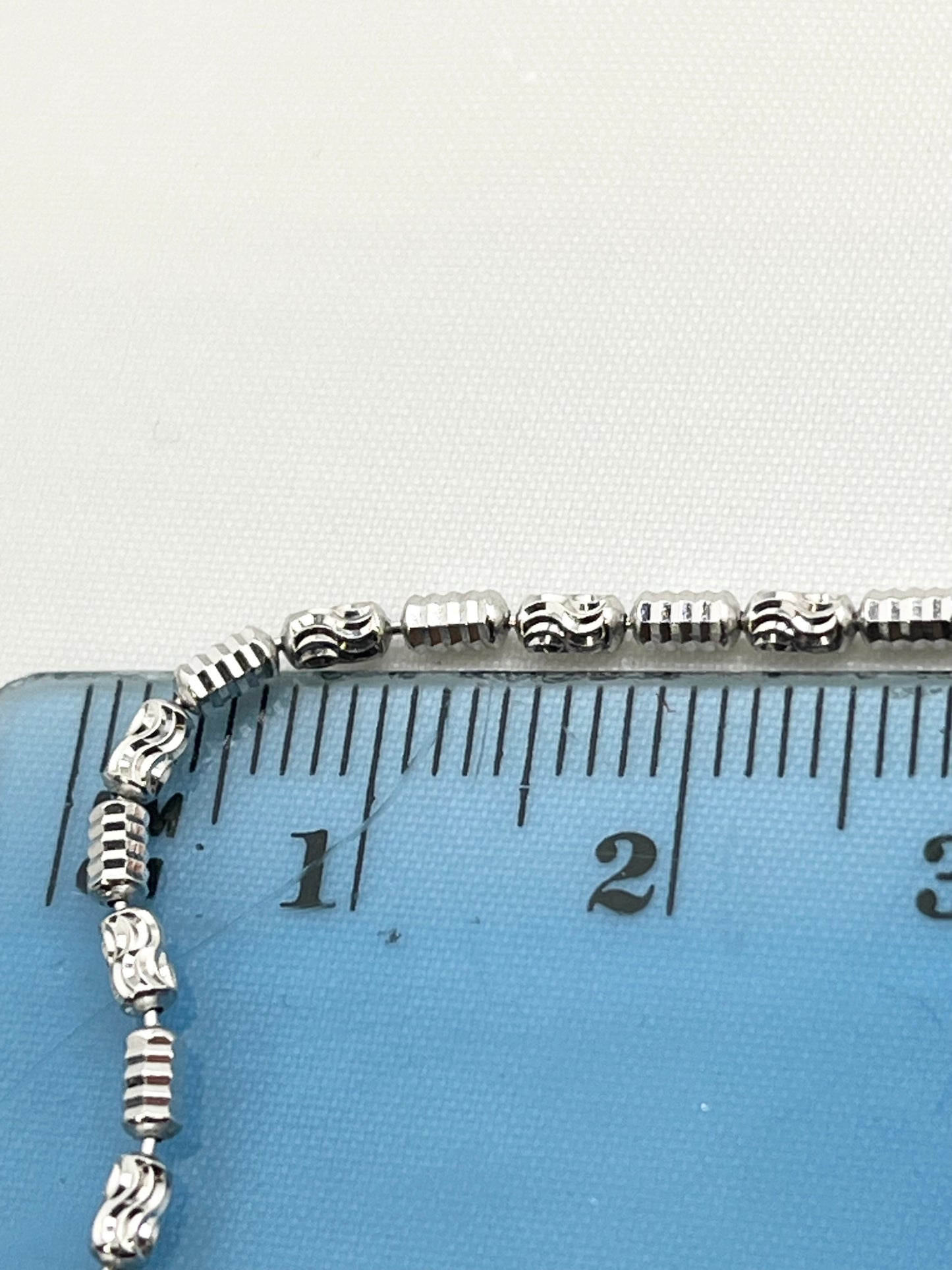 925 Sterling Silver Diamond Cut Barrel Link Chain Necklace