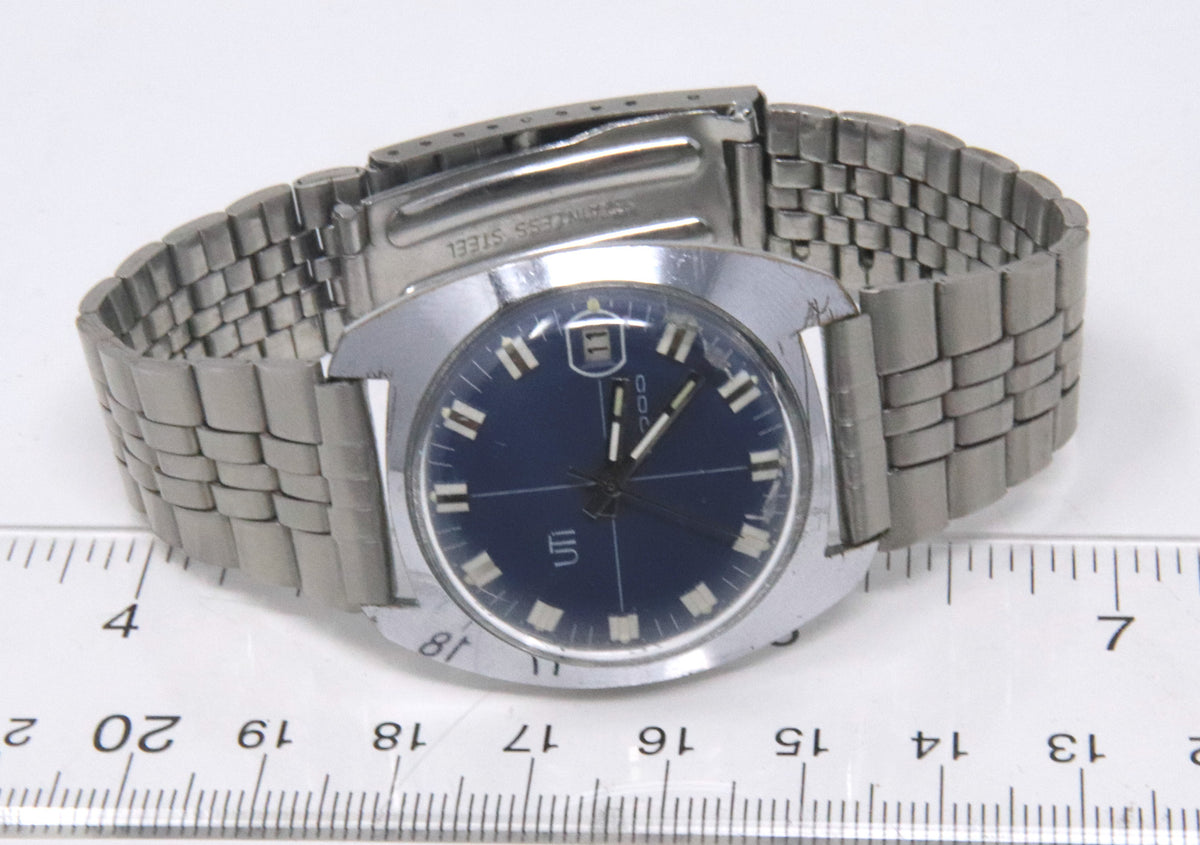 Voumard Back Set Winding Crown Blue Dial Watch