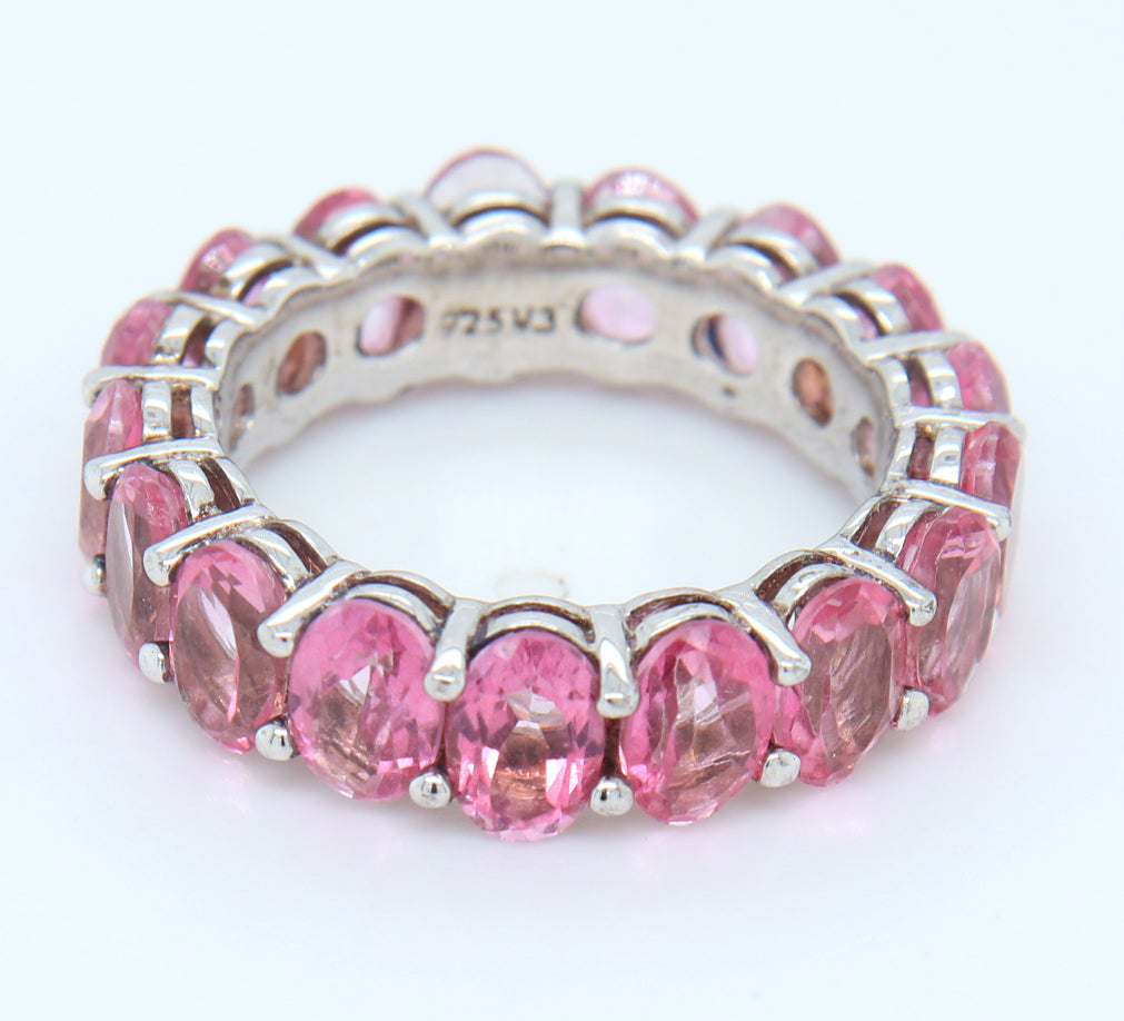925 Sterling Silver Pink Cubic Zirconia Band