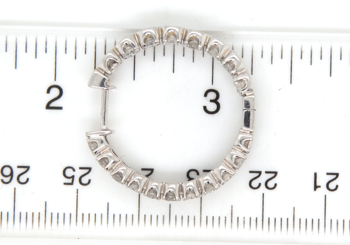 14kt White gold 3cts round brilliant cut inside-out diamond hoop earrings