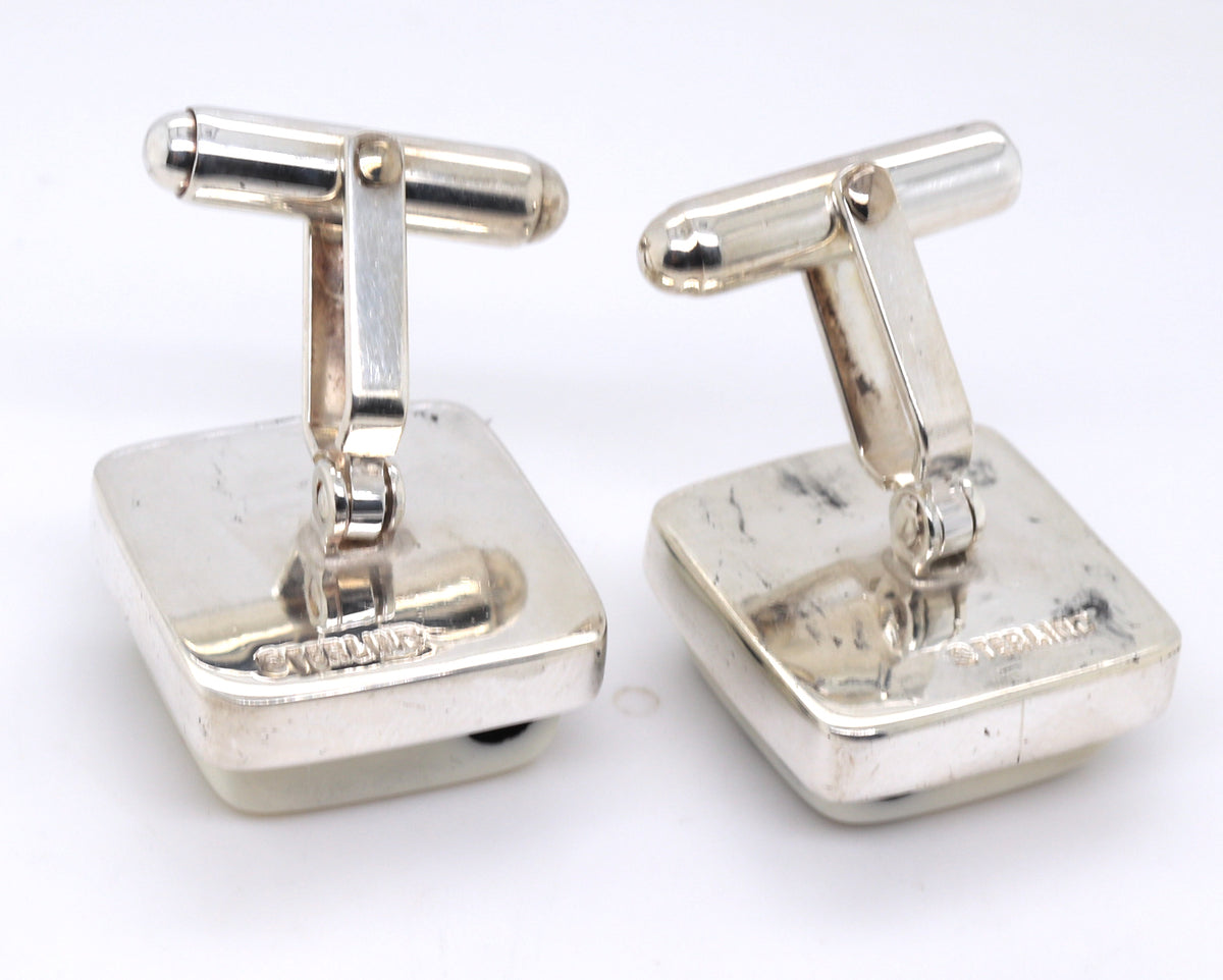 925 Sterling silver disc silver cuff links