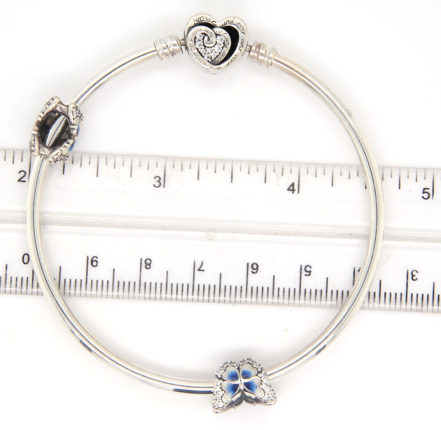 Pandora moments Entwined Infinite hearts clasp bangle bracelet