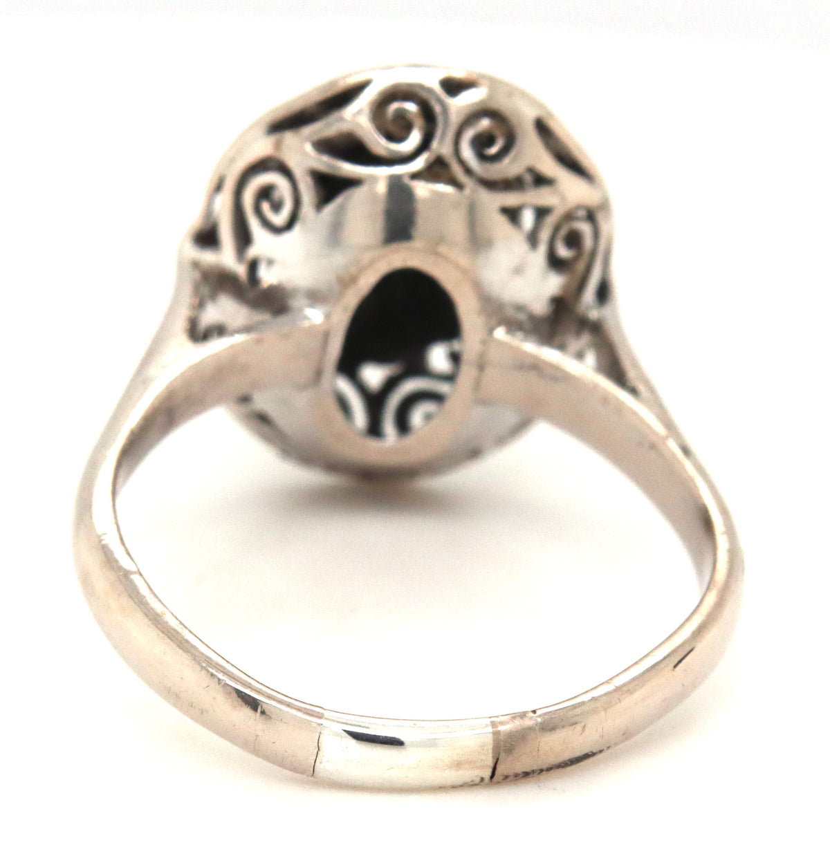 925 Sterling silver black star sapphire cab ring
