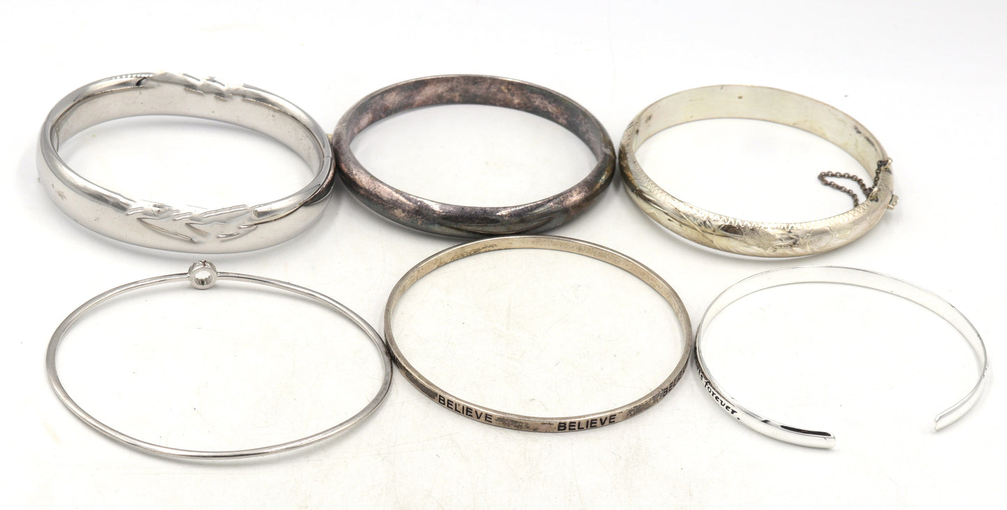 Group lot of Vintage 925 sterling silver bangles