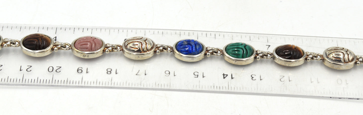 Vintage 925 sterling silver colorful gemstone bracelet