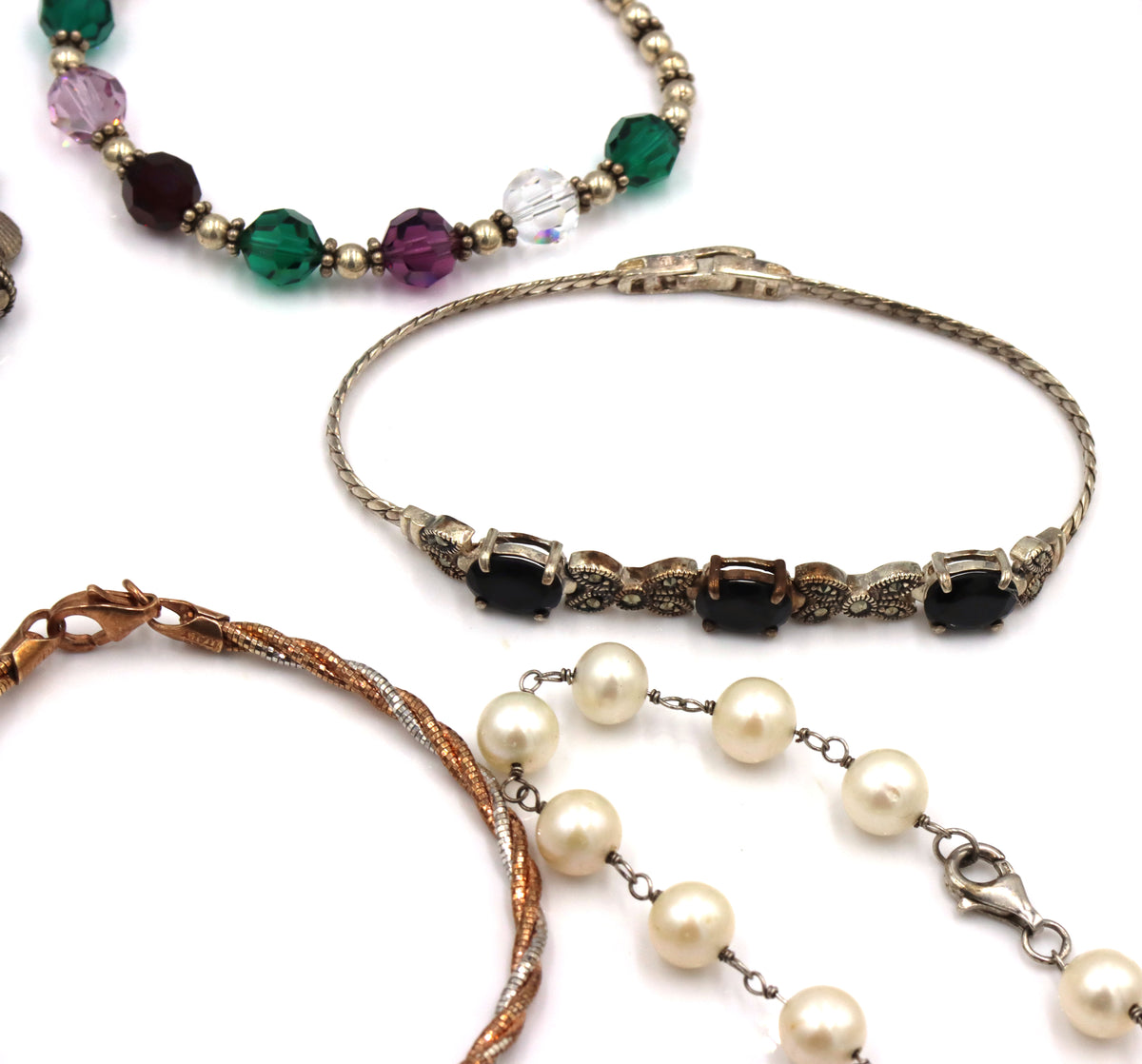 Group lot of Vintage 925 sterling silver bracelets