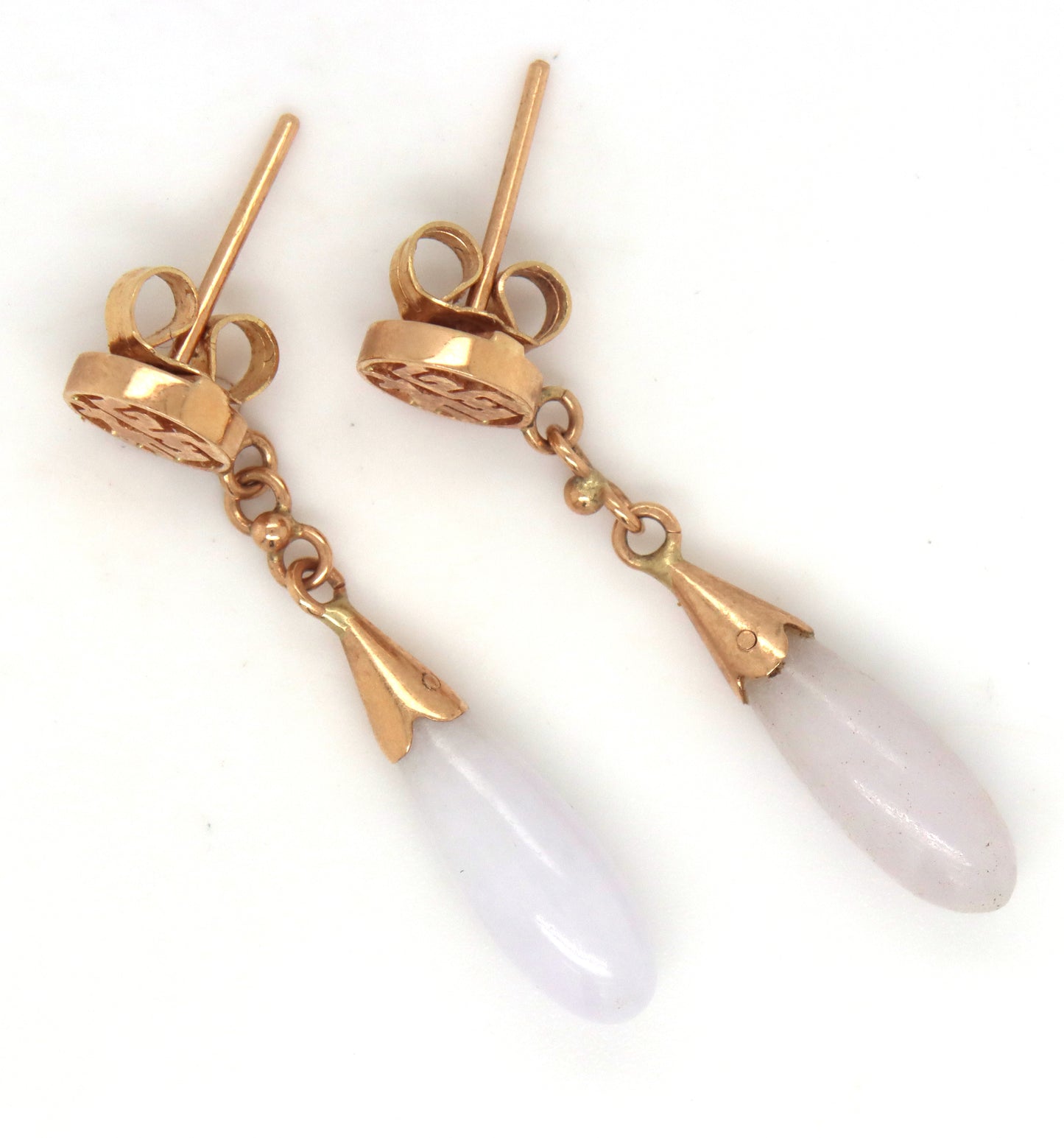 14kt Yellow gold Lavender Jade dangle earrings