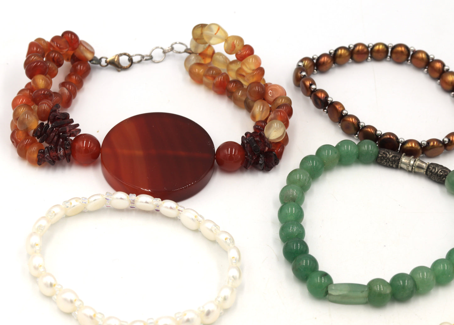 Group lot of 7 gemstone bracelets