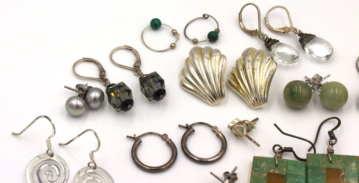 Group lot of vintage 925 sterling silver stud and dangle earrings