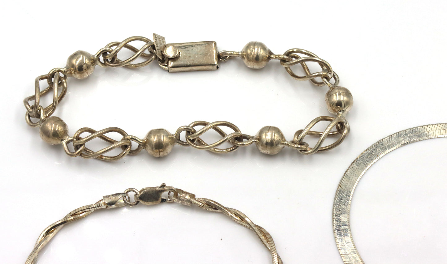 Group lot of 4 Vintage 925 sterling silver bracelets