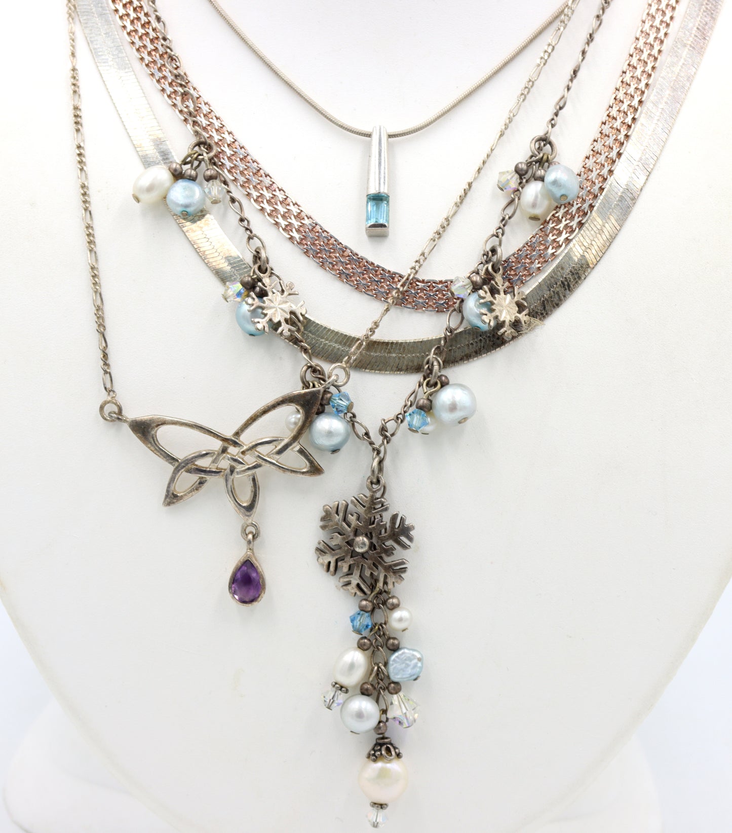 Group lot of 5 Vintage 925 sterling silver necklaces
