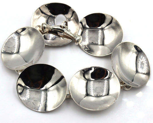 Vintage 925 Sterling Silver Robert Lee Morris Circle Toggle Bracelet