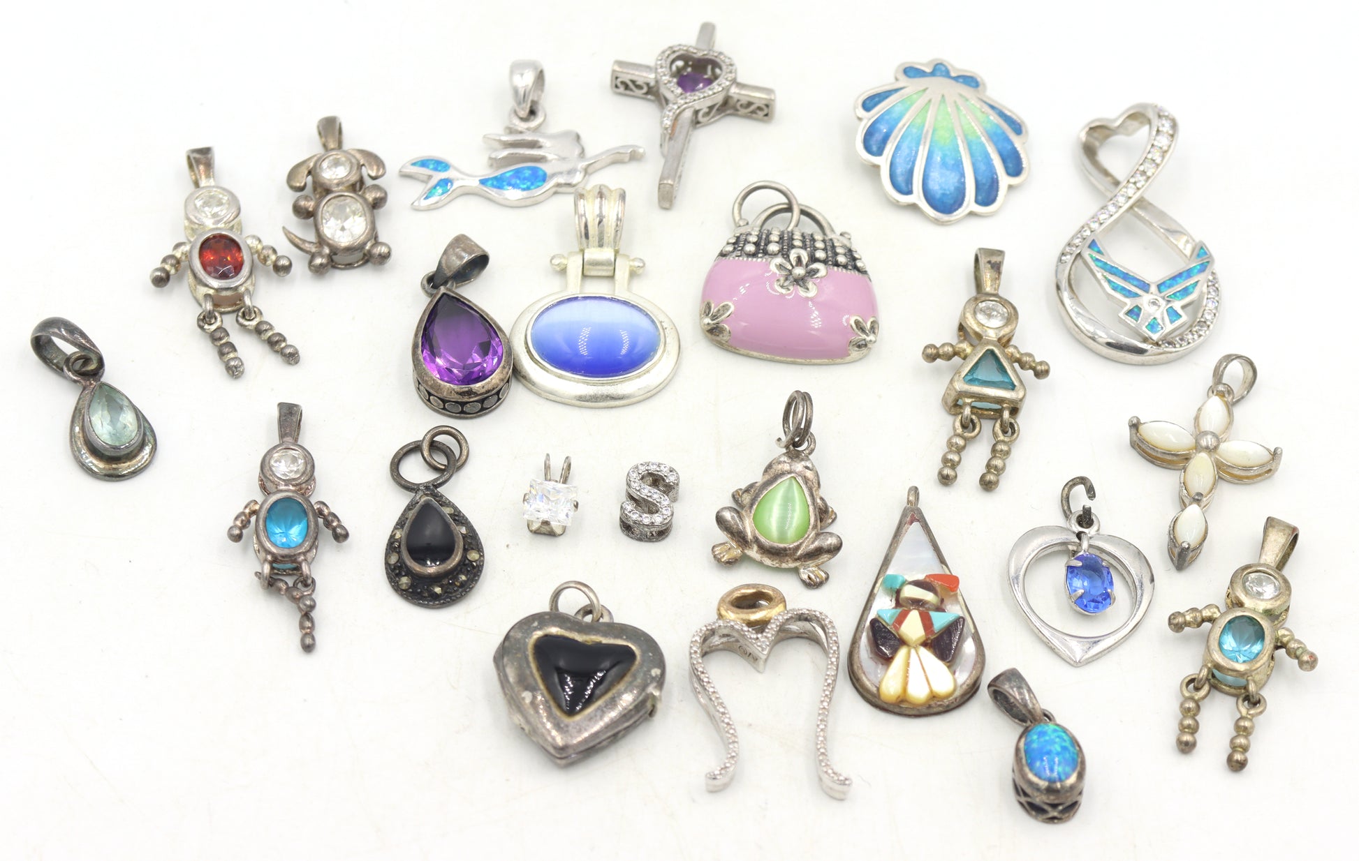 Group lot of Vintage 925 sterling silver pendants