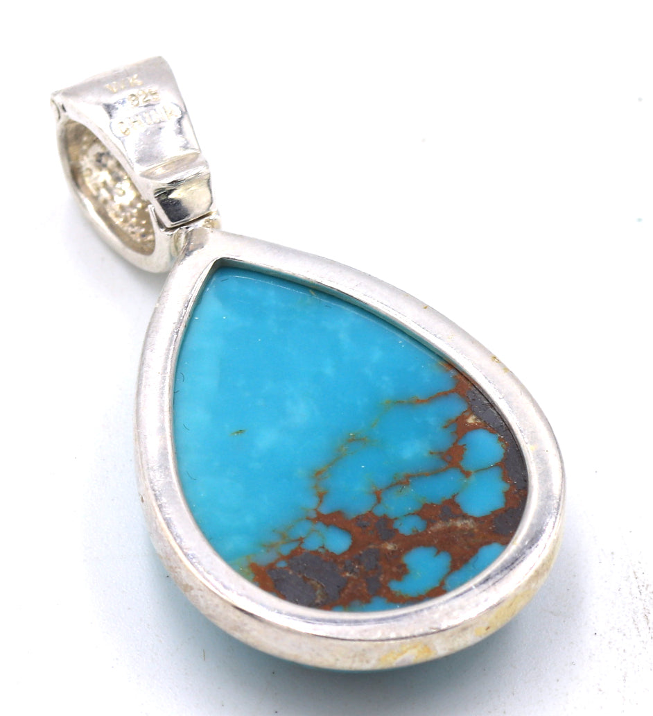 Set of 925 sterling silver turquoise pendant and earrings