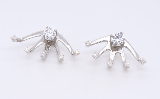 Edgy 14kt WG "Spike" Diamond Earring Jackets