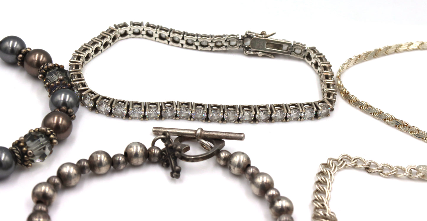 Group lot of 11 Vintage 925 sterling silver bracelets