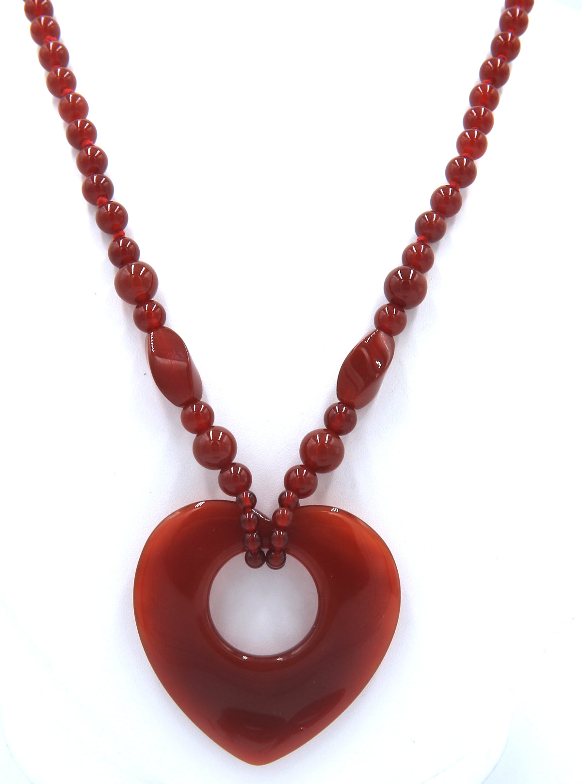 Set of Red agate beads necklace with dangle earrings