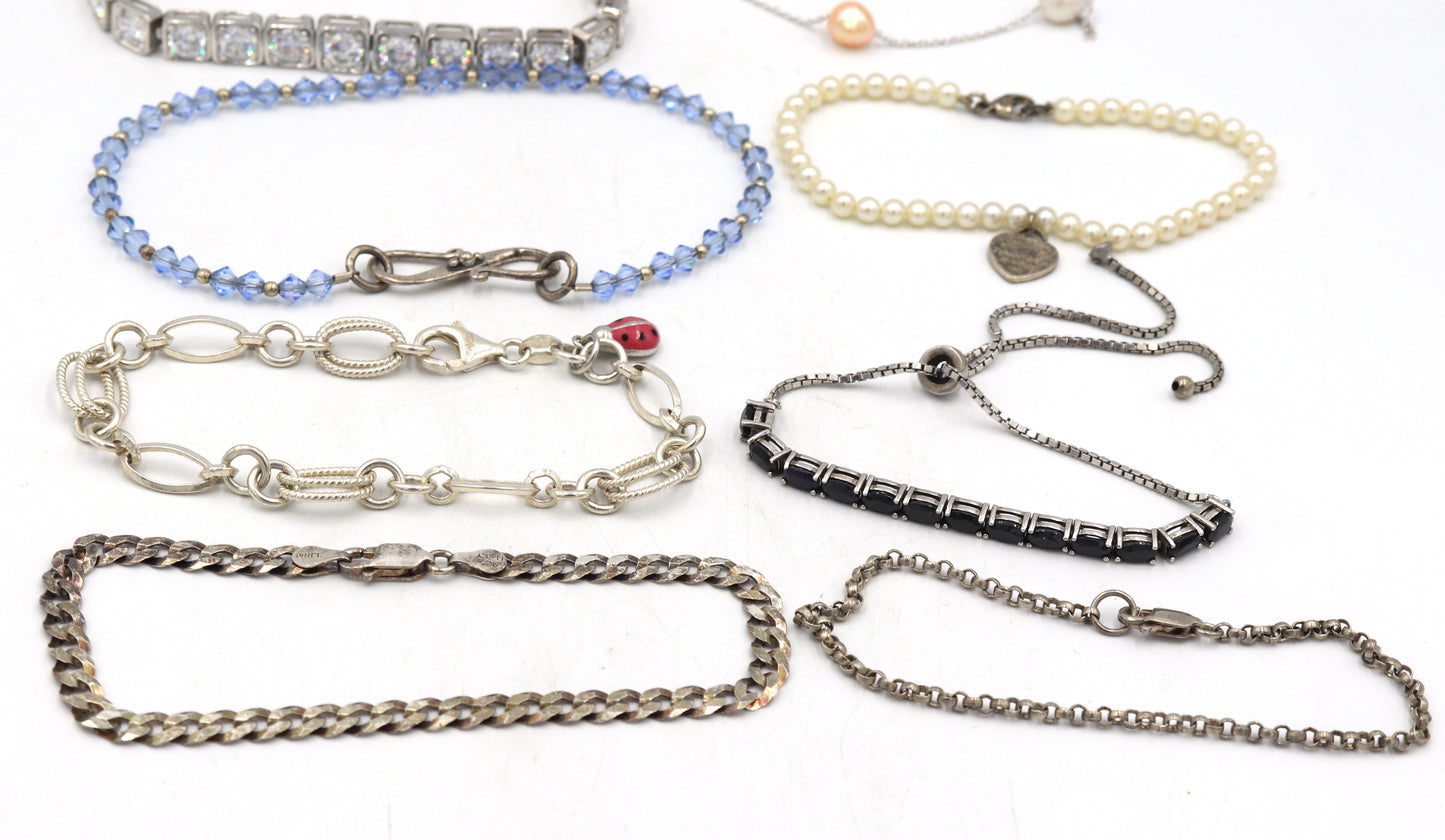 Group lot of Vintage 925 sterling silver bracelets