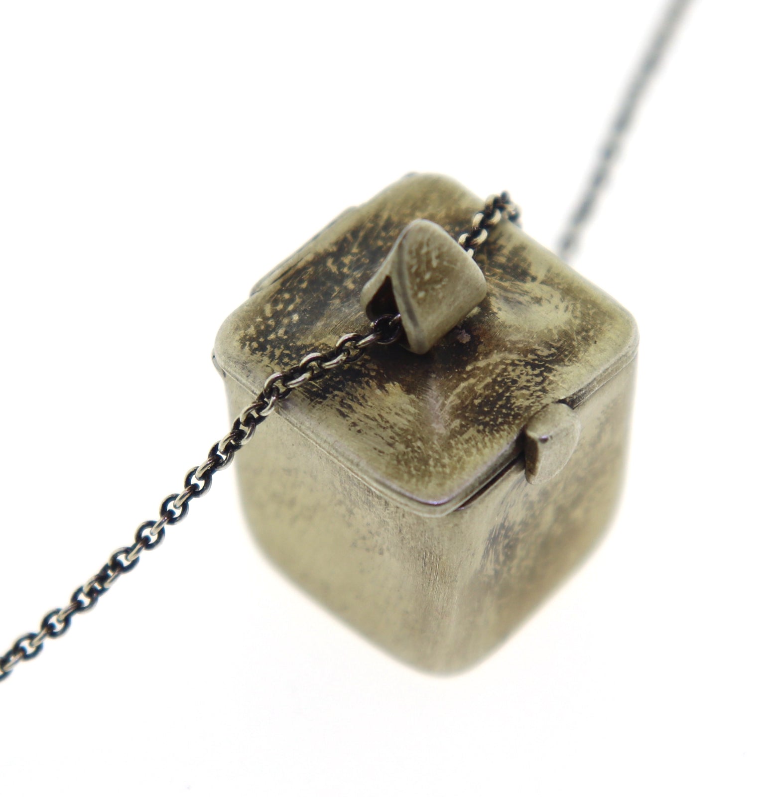 925 Sterling Silver Box Locket Necklace