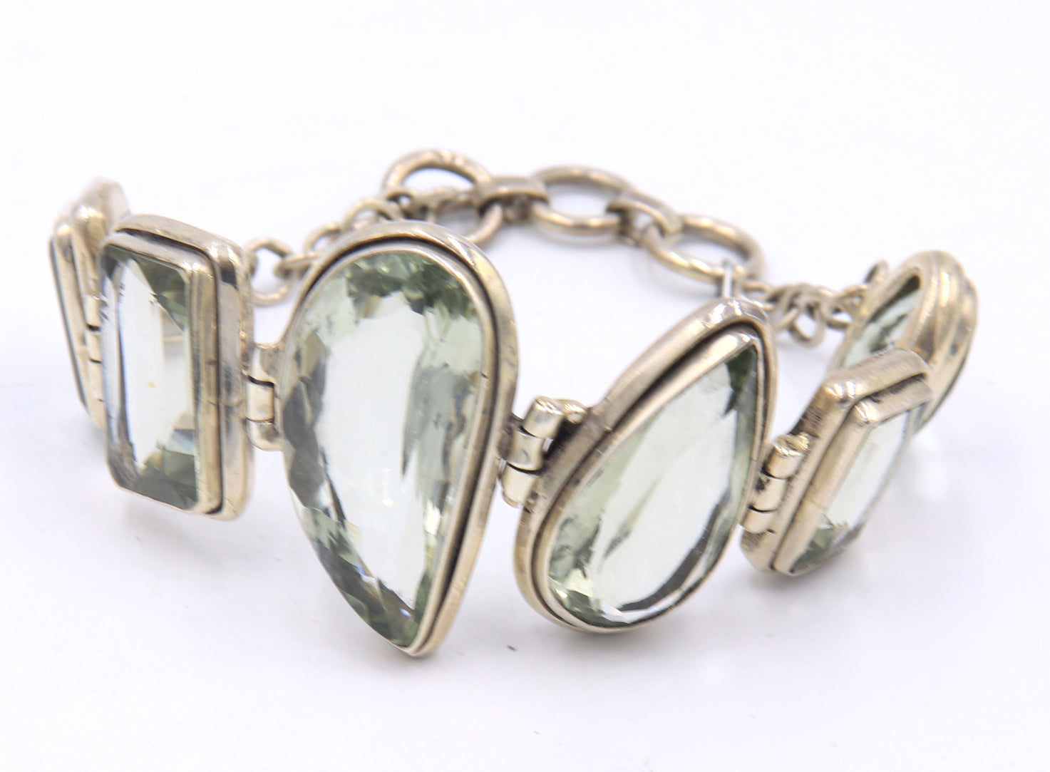 Set of 925 Sterling Silver Green Amethyst Jewelry