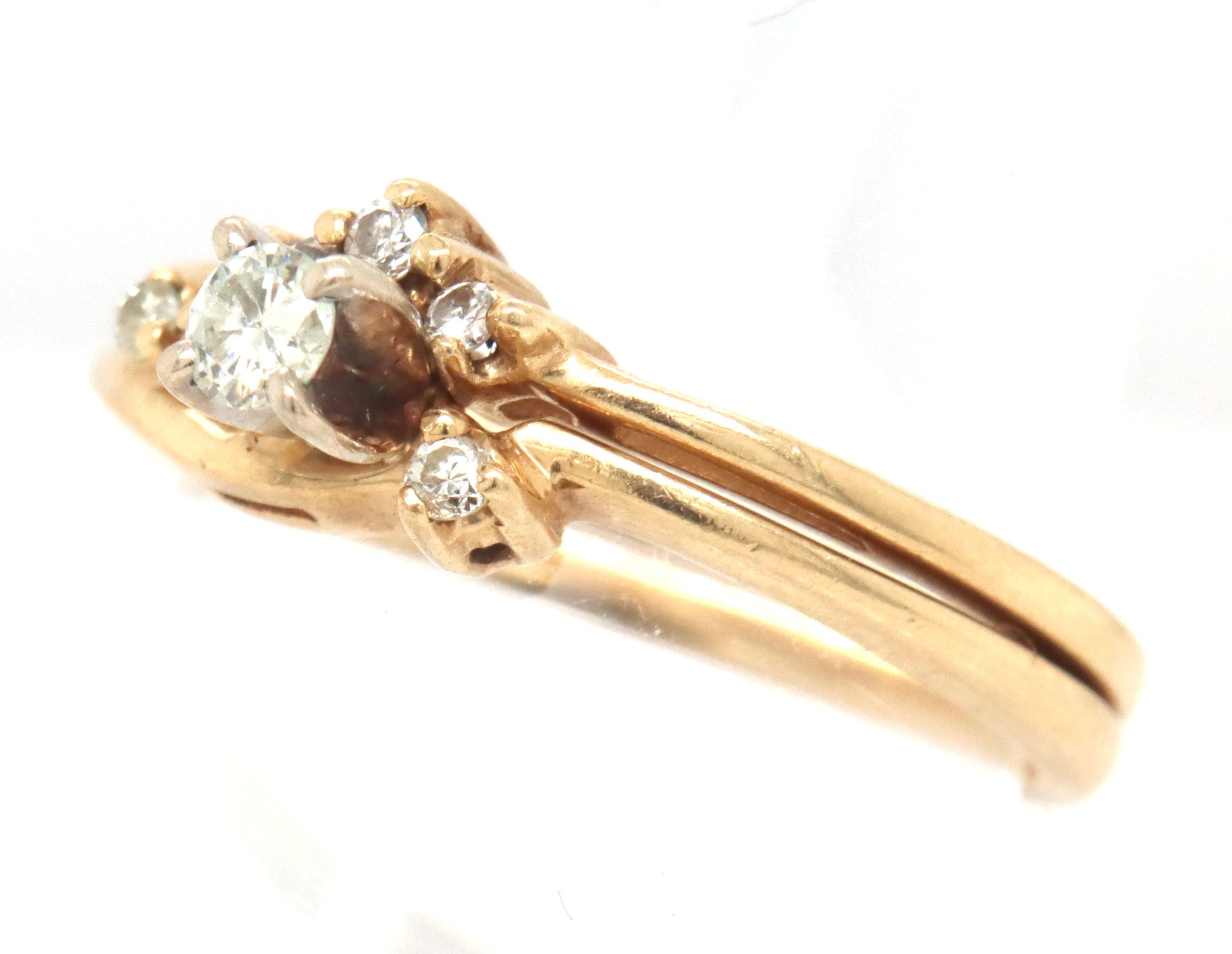 14kt Yellow gold cubic zirconia wedding set