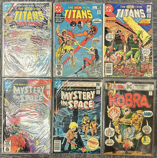Vintage DC Bronze Age Comic Book Lot New Teen Titans, Mystery in Space & Kobra #1