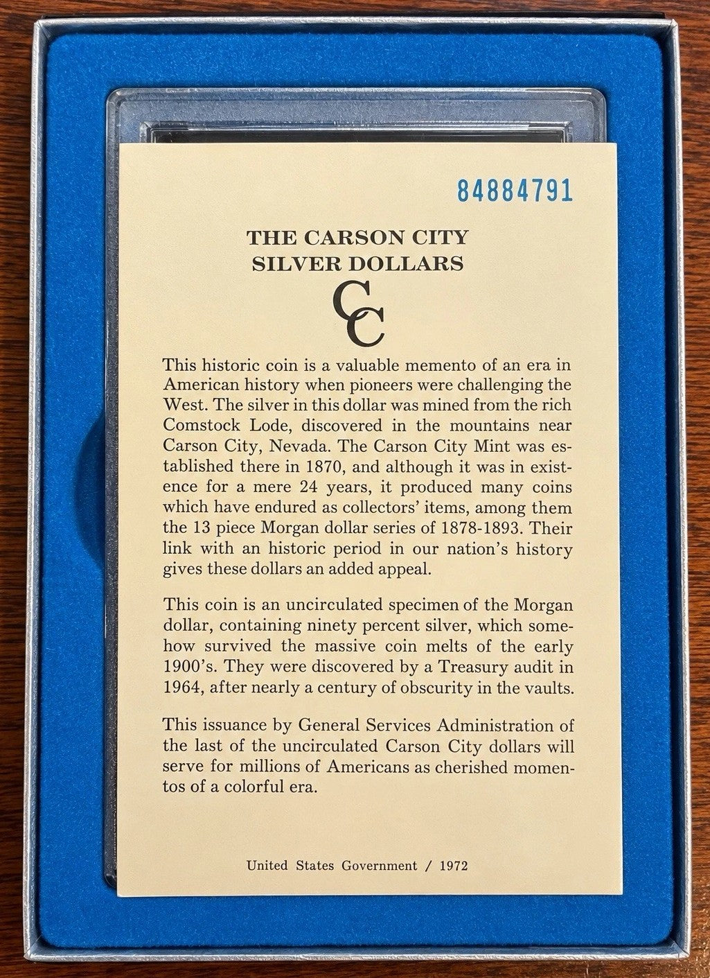 1884-CC Morgan Silver Dollar Carson City GSA Uncirculated Original Government Packaging