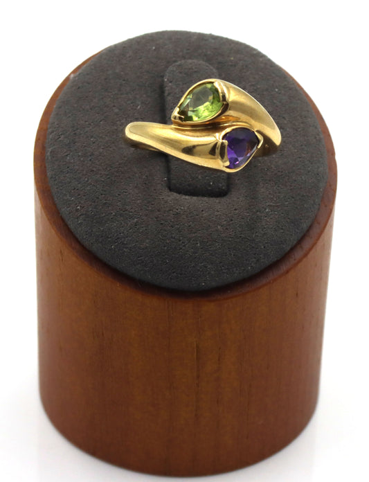 14kt Yellow gold amethyst and peridot bypass ring