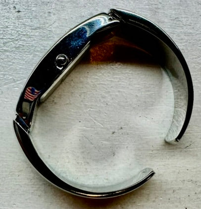 Modern Stainless Steel Blue Dial Cuff Watch Sleek Contemporary Design