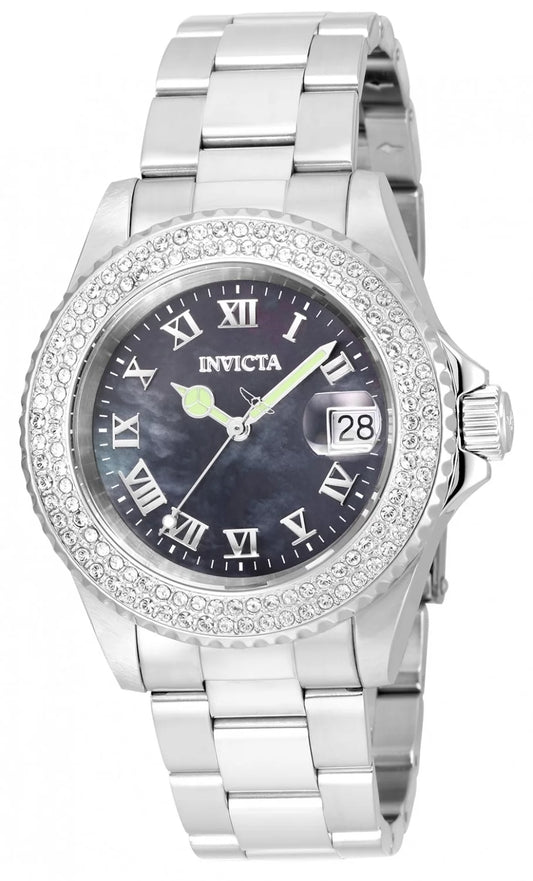 Invicta Women's 21711 Angel  Quartz 3 Hand Black Dial Watch