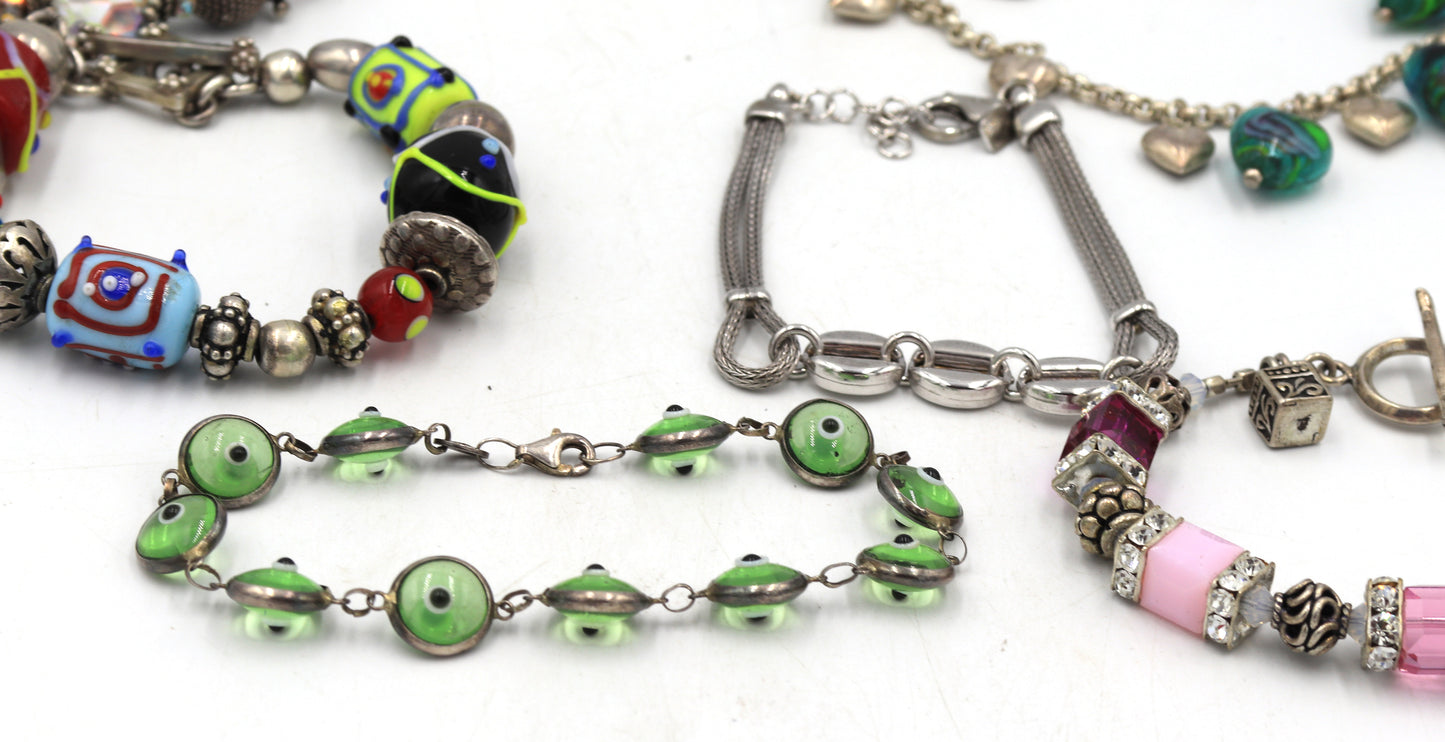 Group lot of 8 Vintage 925 sterling silver bracelets