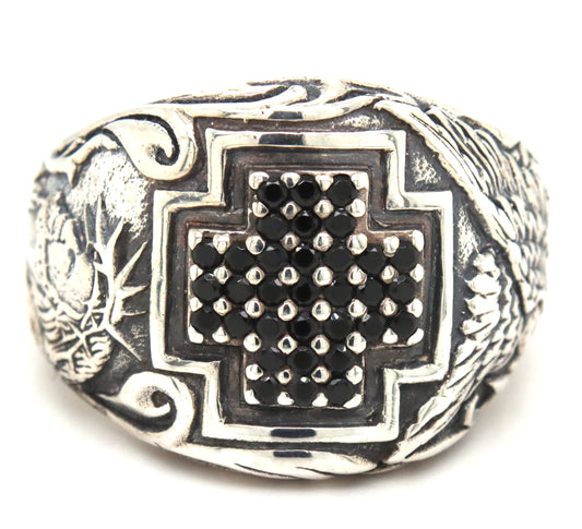 Soul Fetish black sapphire cross ring